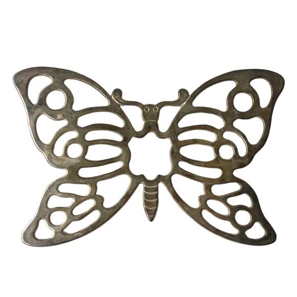 VTG Silverplated Butterfly Trivet Leonard Wall Hanging Decor MCM Moth Hot Plate - Picture 1 of 5